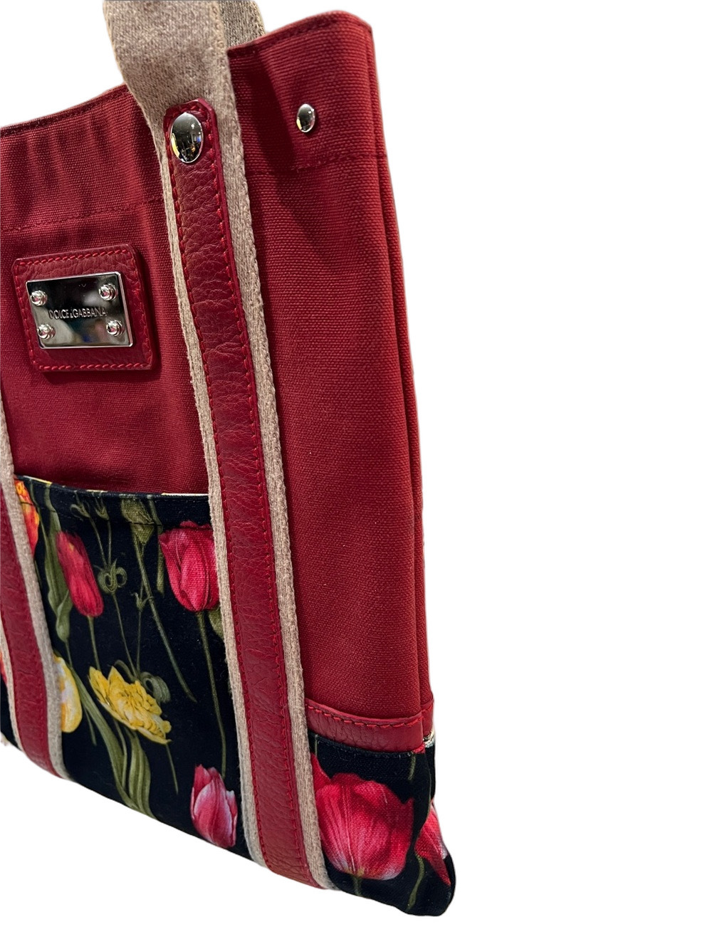 Dolce & Gabbana Red Tulip Canvas Tote - Picture 3 of 13